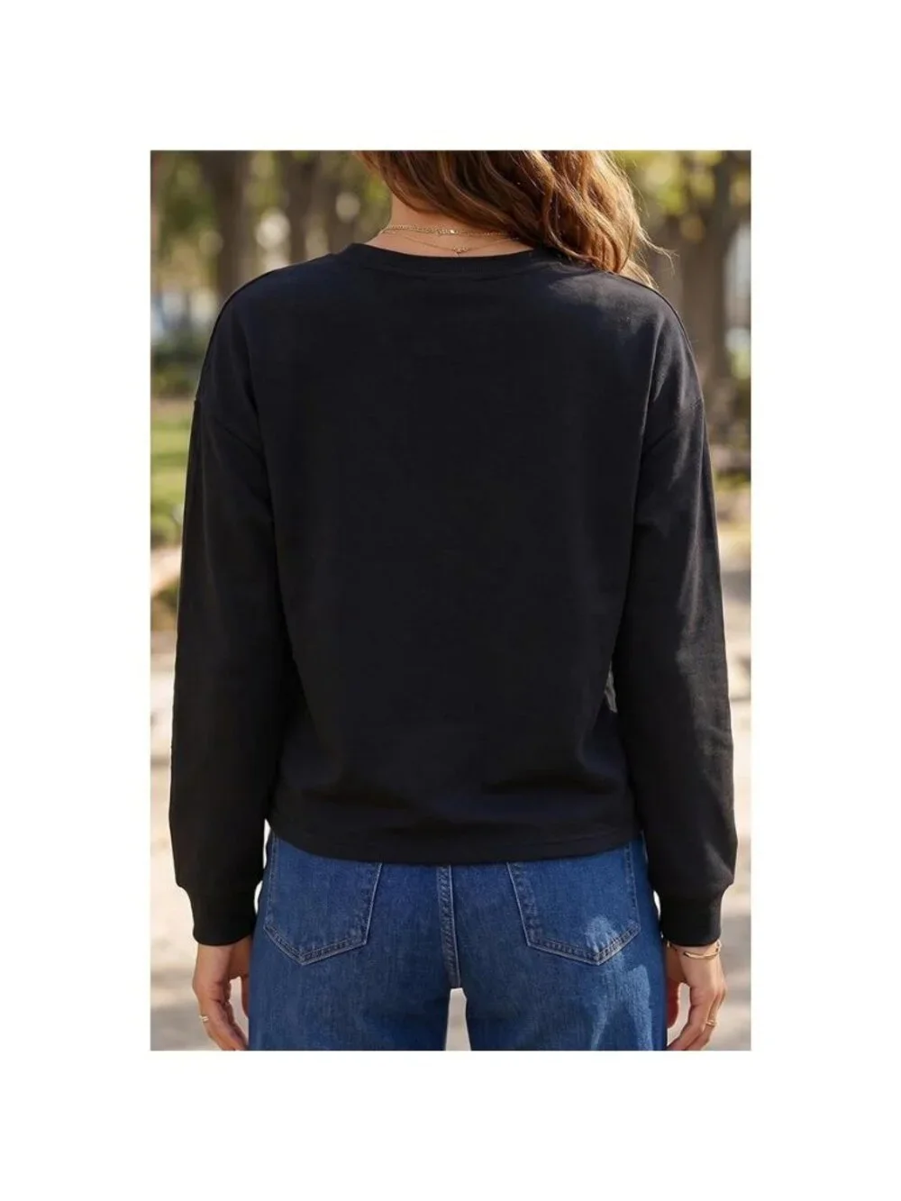Round Neck Ghost Print Regular Fit Graphic Long Sleeve T-Shirt